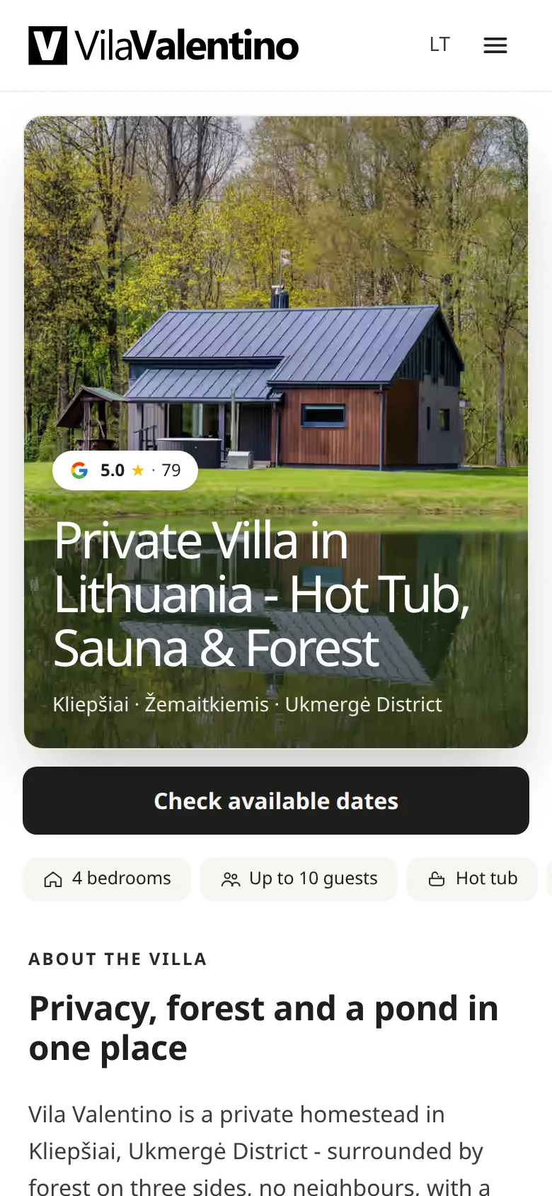 Angliška Vila Valentino versija telefone